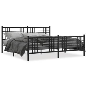 VidaXL Bedframe met hoofd- en voeteneinde metaal zwart 200x200 cm