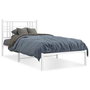 VidaXL Bedframe met hoofdbord metaal wit 90x200 cm