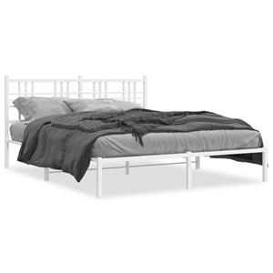 VidaXL Bedframe met hoofdbord metaal wit 150x200 cm