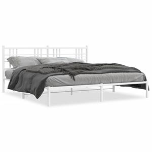 VidaXL Bedframe met hoofdbord metaal wit 180x200 cm