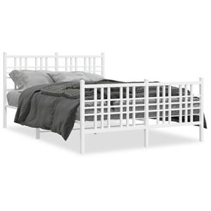 VidaXL Bedframe met hoofd- en voeteneinde metaal wit 140x190 cm