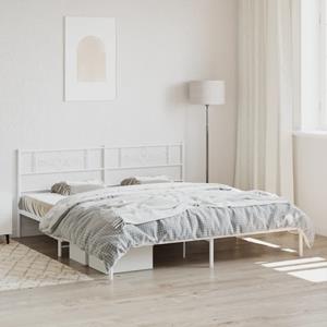 VidaXL Bedframe met hoofdbord metaal wit 180x200 cm