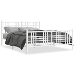 VidaXL Bedframe met hoofd- en voeteneinde metaal wit 150x200 cm