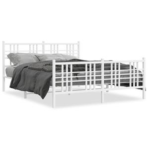 VidaXL Bedframe met hoofd- en voeteneinde metaal wit 160x200 cm