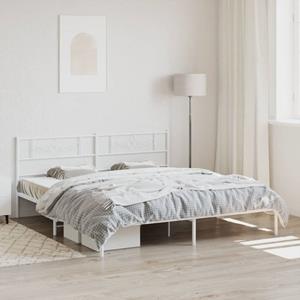 VidaXL Bedframe met hoofdbord metaal wit 200x200 cm