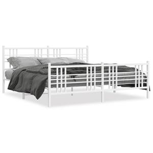 VidaXL Bedframe met hoofd- en voeteneinde metaal wit 180x200 cm