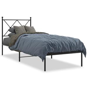 VidaXL Bedframe met hoofdbord metaal zwart 75x190 cm
