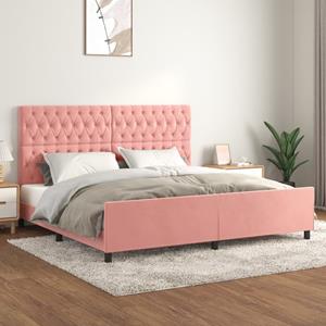 VidaXL Bedframe met hoofdeinde fluweel roze 200x200 cm