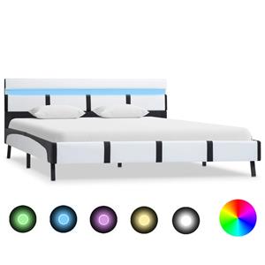 VidaXL Bedframe met LED kunstleer wit 120x200 cm