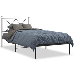 VidaXL Bedframe met hoofdbord metaal zwart 90x200 cm