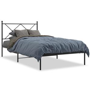VidaXL Bedframe met hoofdbord metaal zwart 100x190 cm