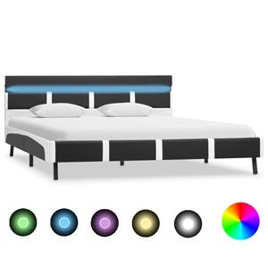 VidaXL Bedframe met LED kunstleer grijs 140x200 cm