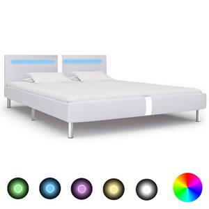 VidaXL Bedframe met LED kunstleer wit 180x200 cm