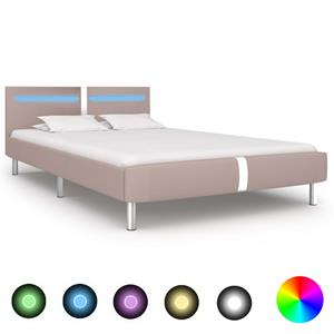 VidaXL Bedframe met LED kunstleer cappuccino 120x200 cm