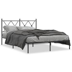 VidaXL Bedframe met hoofdbord metaal zwart 135x190 cm