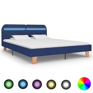 VidaXL Bedframe met LED stof blauw 160x200 cm