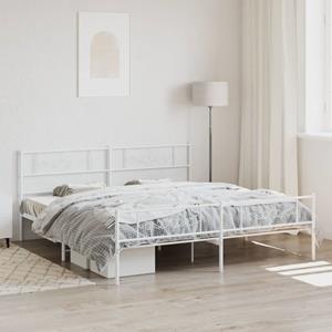 VidaXL Bedframe met hoofd- en voeteneinde metaal wit 200x200 cm