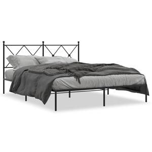 VidaXL Bedframe met hoofdbord metaal zwart 150x200 cm