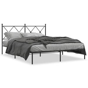 VidaXL Bedframe met hoofdbord metaal zwart 160x200 cm