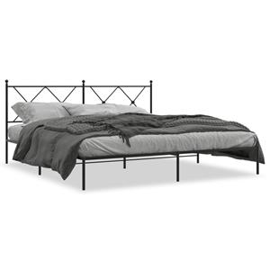 VidaXL Bedframe met hoofdbord metaal zwart 180x200 cm