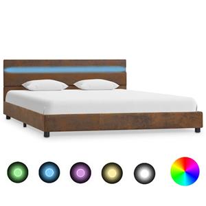 VidaXL Bedframe met LED stof bruin 140x200 cm