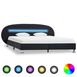 VidaXL Bedframe met LED kunstleer zwart 180x200 cm