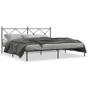 VidaXL Bedframe met hoofdbord metaal zwart 200x200 cm