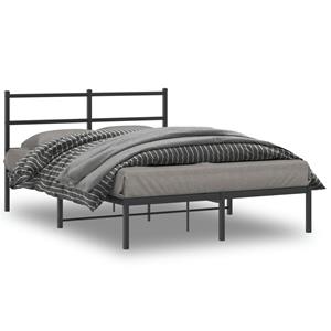 VidaXL Bedframe met hoofdbord metaal zwart 135x190 cm