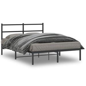 VidaXL Bedframe met hoofdbord metaal zwart 140x190 cm