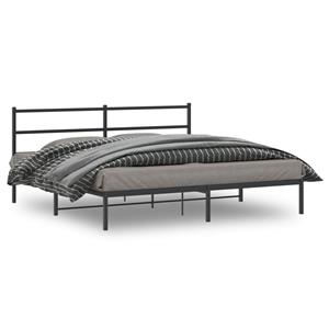 VidaXL Bedframe met hoofdbord metaal zwart 200x200 cm