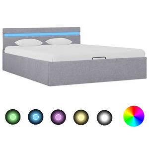 VidaXL Bedframe met opbergruimte en LED stof lichtgrijs 120x200 cm