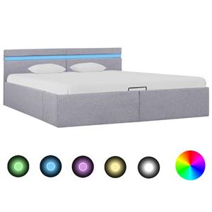 VidaXL Bedframe met opbergruimte en LED stof lichtgrijs 160x200 cm