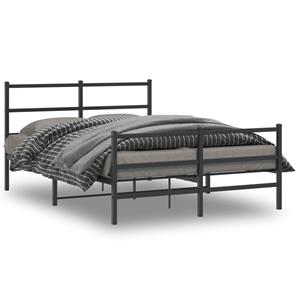 VidaXL Bedframe met hoofd- en voeteneinde metaal zwart 135x190 cm