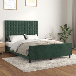 VidaXL Bedframe met hoofdeinde fluweel donkergroen 140x190 cm