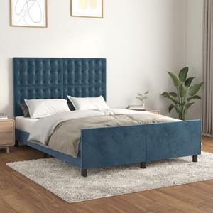 VidaXL Bedframe met hoofdeinde fluweel donkerblauw 140x190 cm