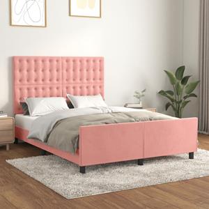 VidaXL Bedframe met hoofdeinde fluweel roze 140x190 cm