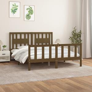 VidaXL Bedframe met hoofdbord massief hout honingbruin 150x200 cm