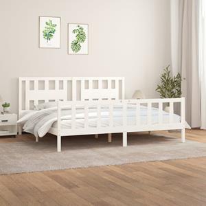 VidaXL Bedframe met hoofdbord massief grenenhout wit 180x200 cm