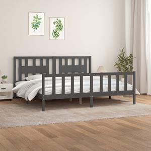 VidaXL Bedframe met hoofdbord massief grenenhout grijs 200x200 cm