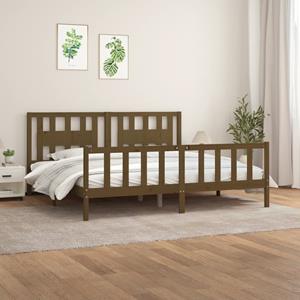 VidaXL Bedframe met hoofdbord grenenhout honingbruin 200x200 cm