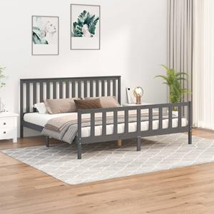 VidaXL Bedframe met hoofdbord massief grenenhout grijs 200x200 cm