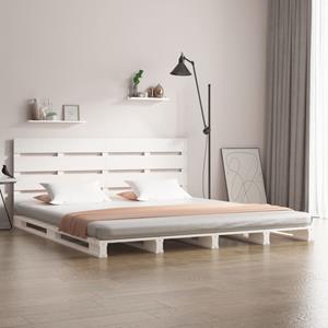 VidaXL Bedframe massief grenenhout wit 120x190 cm