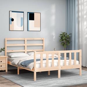 VidaXL Bedframe met hoofdbord massief hout 140x190 cm