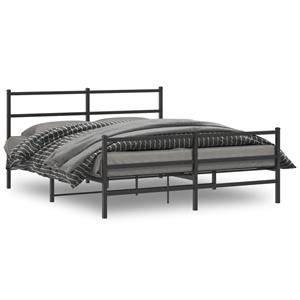 VidaXL Bedframe met hoofd- en voeteneinde metaal zwart 150x200 cm