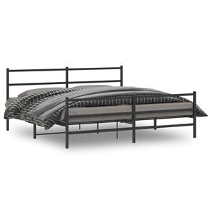 VidaXL Bedframe met hoofd- en voeteneinde metaal zwart 200x200 cm