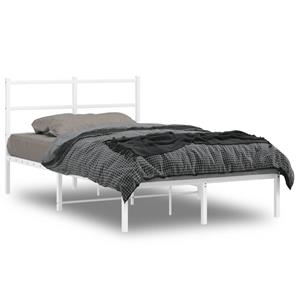 VidaXL Bedframe met hoofdbord metaal wit 120x200 cm