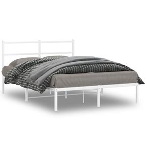 VidaXL Bedframe met hoofdbord metaal wit 135x190 cm