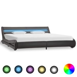 VidaXL Bedframe met LED kunstleer grijs 180x200 cm