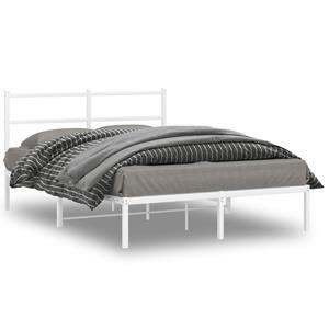 VidaXL Bedframe met hoofdbord metaal wit 140x190 cm