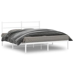 VidaXL Bedframe met hoofdbord metaal wit 150x200 cm